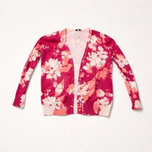 Floral Pink Cardigan Sweater